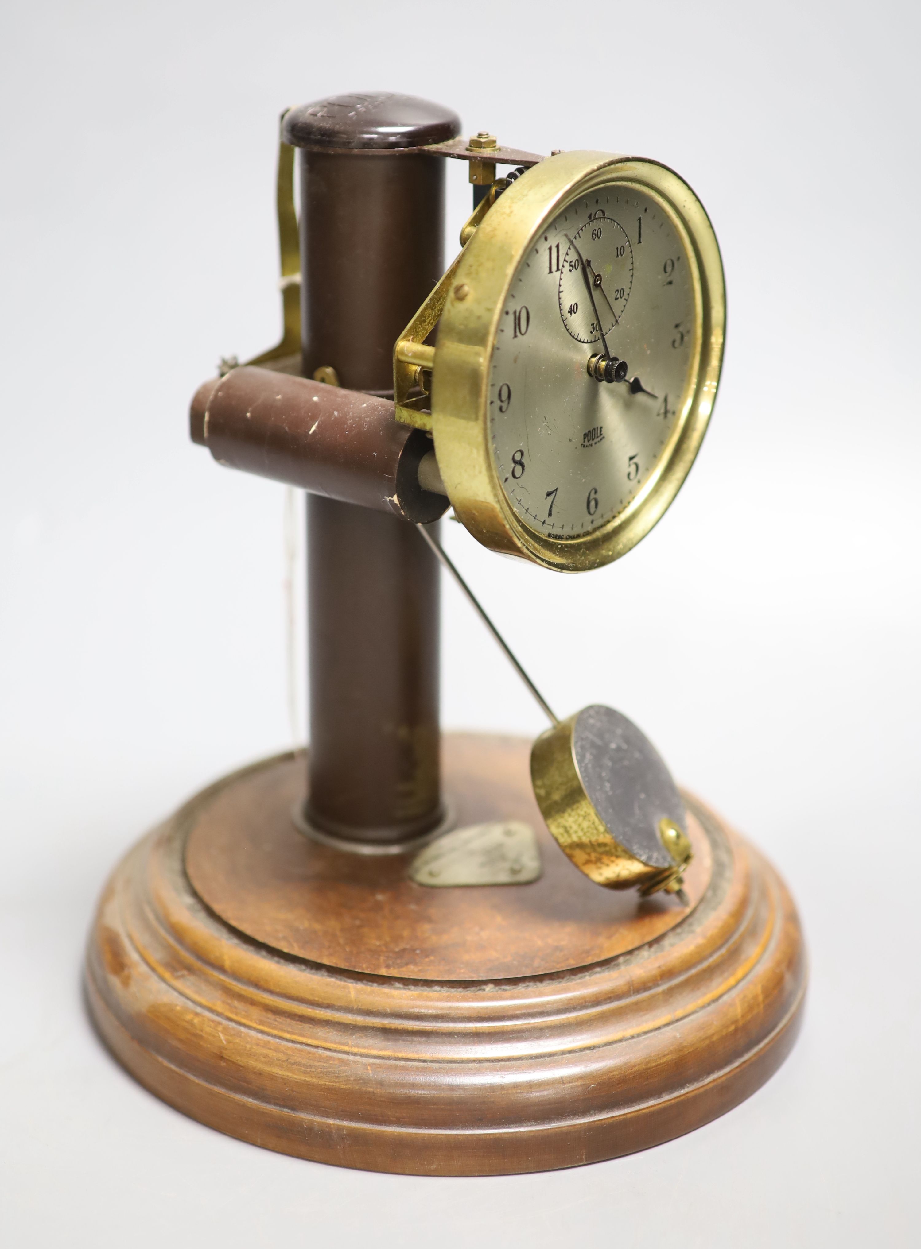 A Bulle electric mantel clock, under glass dome, overall height 28cm